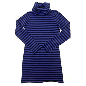 AQUA CASHMERE Dress Blue Black Turtleneck Sweater Dress - Size S (A196)